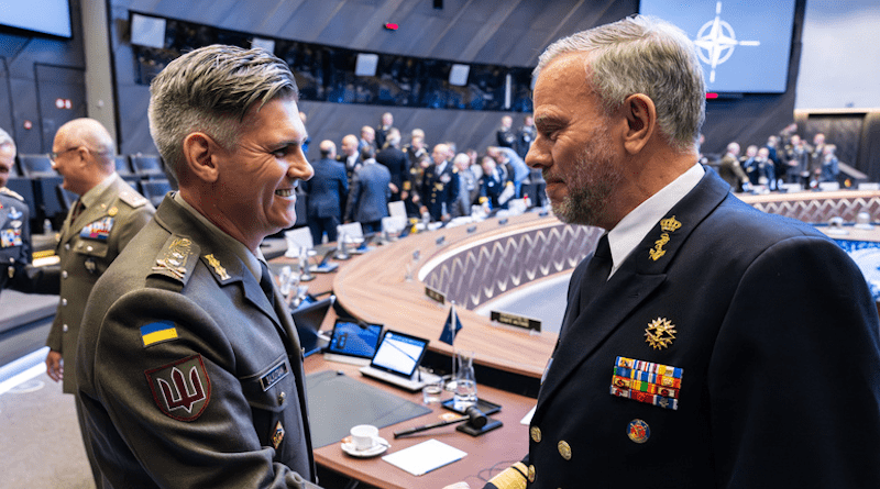 Admiral Rob Bauer, Chair of the NATO Military Committee with Major General Serhii Salkutsan, Partner Military Representative for Ukraine Photo Credit: NATO/IMS