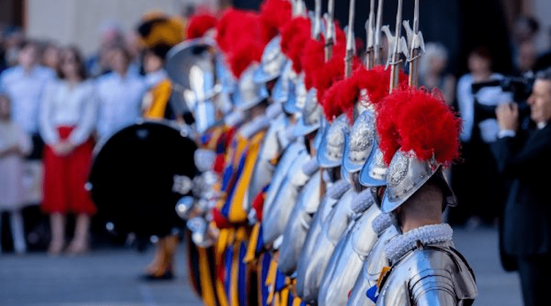 Twenty-three recruits were sworn-in to the Swiss Guard at the Vatican on May 6, 2023. Photo Credit: Daniel Ibanez/CNA