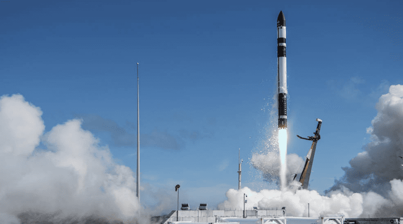 Rocket Lab's Electron rocket lifts off from Launch Complex 1 at Māhia, New Zealand at 9:00 p.m., carrying two TROPICS CubeSats for NASA. Credits: Rocket Lab