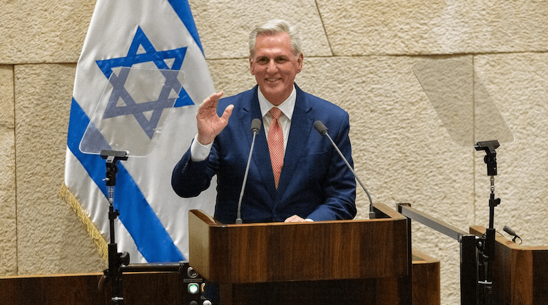 US House Speaker Kevin McCarthy delivers a speech at the Knesset in Israel. Photo Credit: Kevin McCarthy/Twitter