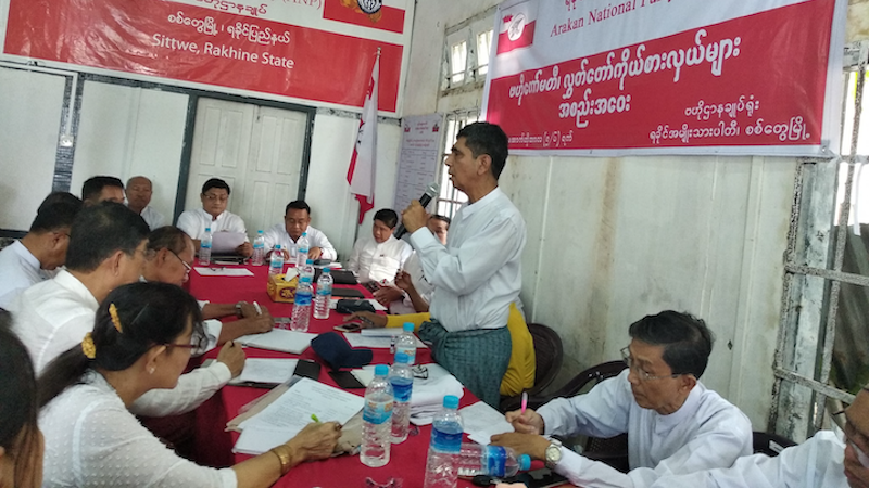 U Oo Hla Saw, a former top leader and co-founder of the Arakan National Party, which has registered to contest for the junta projected election in 2023, was speaking at a meeting in September, 2019 in Sittwe, Rakhine State (Photo/ANP Facebook page).