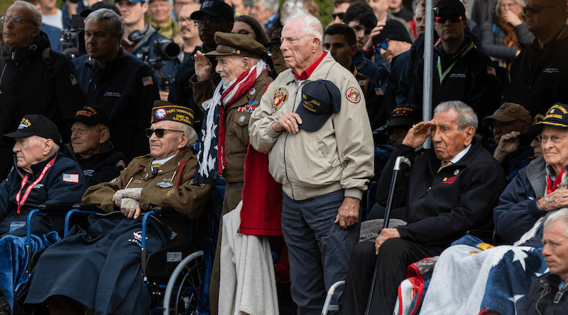 U.S. and allied forces, World War II veterans and guests participate in the Cabbage Patch Memorial Ceremony in Carentan, France, June 2, 2023. The Cabbage Patch Square is where 79 years ago, U.S. paratroopers began the bloody, close combat battle to liberate the city of Carentan. Photo Credit: Army Staff Sgt. Malcolm Cohens-Ashley