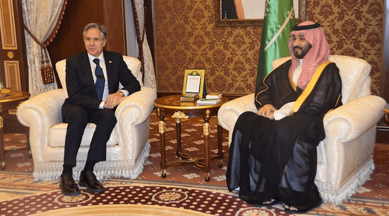 Secretary of State Antony J. Blinken meets with with Saudi Crown Prince and Prime Minister Mohammed bin Salman in Jeddah, Saudi Arabia on June 7, 2023. [State Department photo by Zinna Senbetta/ Public Domain]