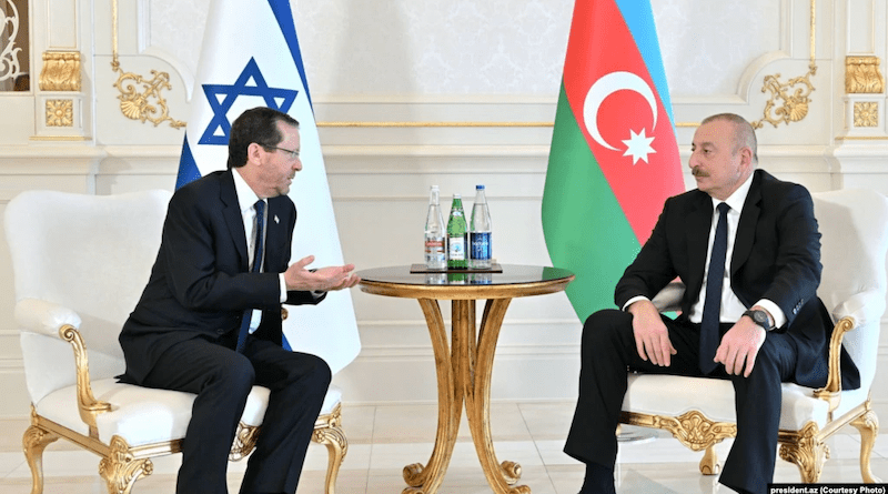 Israel's President Isaac Herzog (left) with Azerbaijan's President Ilham Aliyev Photo Credit: president.az