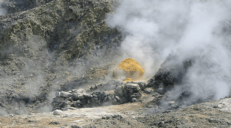 Sulfur at the Solfatara crater in Campi Flegrei in southern Italy. Photo Credit: Donar Reiskoffer