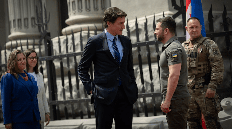 Canadian Prime Minister Justin Trudeau meets with Ukrainian President Volodymyr Zelenskyy in Kyiv on June 10. Photo Credit: Ukraine Presidential Press Service