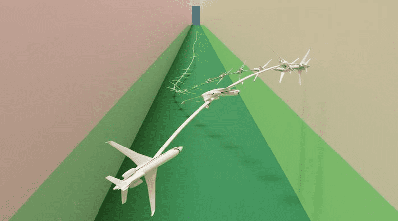 MIT researchers developed a machine-learning technique that can autonomously drive a car or fly a plane through a very difficult “stabilize-avoid” scenario, in which the vehicle must stabilize its trajectory to arrive at and stay within some goal region, while avoiding obstacles. CREDIT: Courtesy of Chuchu Fan and Oswin So