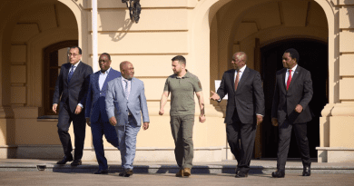 Ukraine's President Volodymyr Zelenskyy with African Delegation including South African President Cyril Ramaphosa. Photo Credit: Ukraine Presidential Press Service