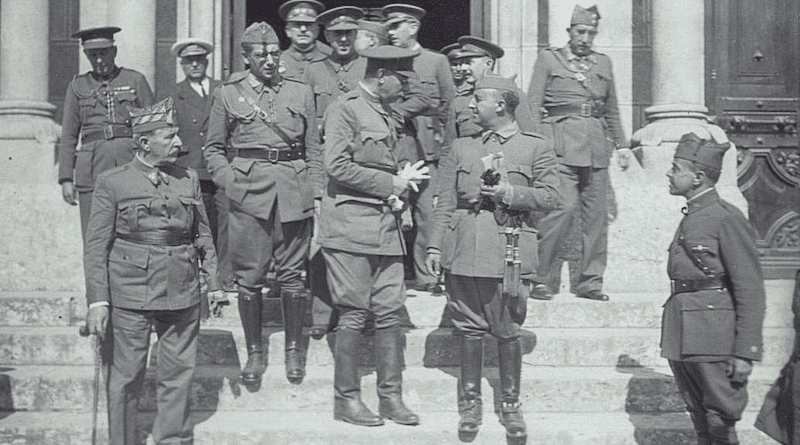 Francisco Franco and other rebel commanders during the Spanish Civil War, c. 1936–1939. Photo Credit: Biblioteca Virtual de Defensa, Wikipedia Commons