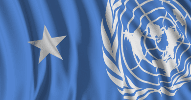 Flags of Somalia and UN Assistance Mission in Somalia (UNSOM)