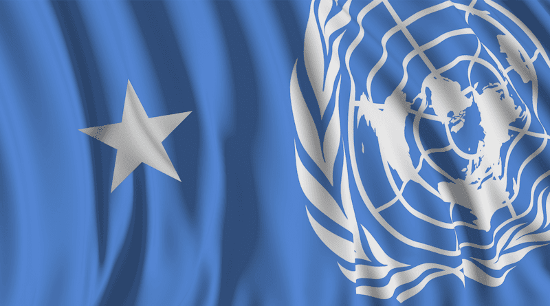 Flags of Somalia and UN Assistance Mission in Somalia (UNSOM)