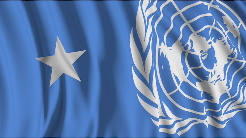 Flags of Somalia and UN Assistance Mission in Somalia (UNSOM)