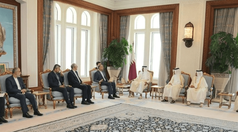 Iranian Foreign Minister Hossein Amirabdollahian meets with Emir of Qatar Sheikh Tamim bin Hamad Al Thani in Doha. Photo Credit: Tasnim News Agency