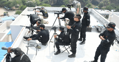 Snipers from India’s National Security Guard and Green Berets from the U.S. Army’s 1st Special Forces Group (Airborne) rehearse long-range marksmanship in an urban environment during a counterterrorism exercise in Chennai, India, Feb. 28, 2023. Photo Credit: DOD
