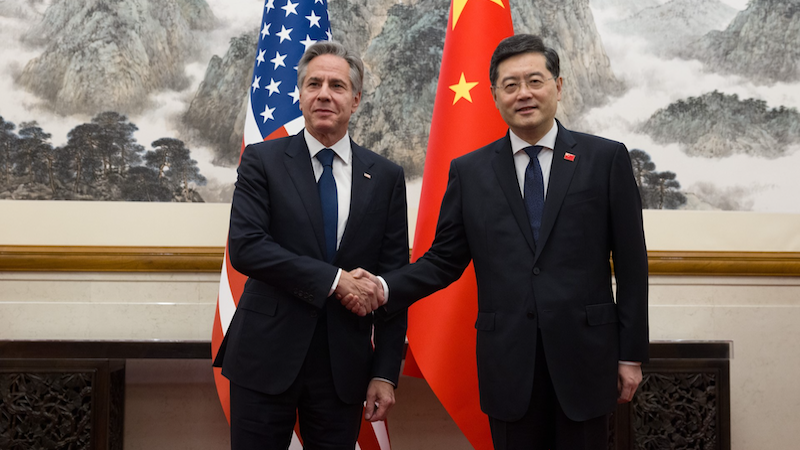 US Secretary of State Antony Blinken with China's Foreign Minister Qin Gang. Photo Credit: State Department
