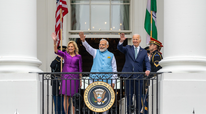 India's Prime Minister Narendra Modi at the White House with US President Joe Biden and First Lady Jill Biden. Photo Credit: The White House
