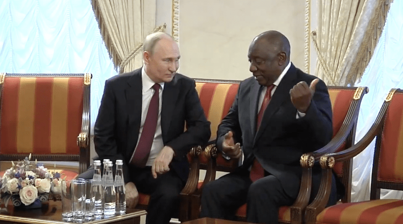 Russia's President Vladimir Putin with South Africa's President Cyril Ramaphosa. Photo Credit: South Africa government video screenshot
