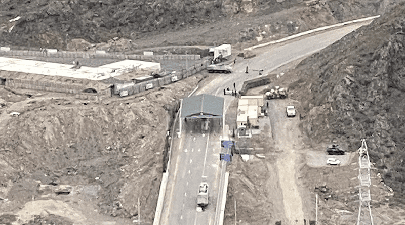 Azerbaijani Checkpoint to the Lachin Corridor at the Hakari Bridge, viewed from Kornidzor, Republic of Armenia. Photo Credit: Elisa von Joeden-Forgey, Wikipedia Commons