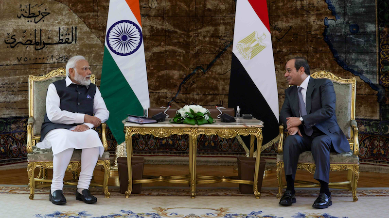 India's Prime Minister Narendra Modi with Egypt's President Abdel Fattah El-Sisi. Photo Credit: India PM Office