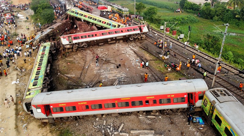 Scene of crash of Indian passenger trains in Odisha state. Photo Credit: Tasnim News Agency