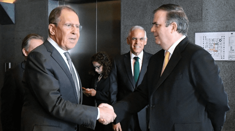 Russia's Foreign Minister Sergey Lavrov with Mexico's Marcelo Ebrard. Photo Credit: Mexico's Foreign Ministry