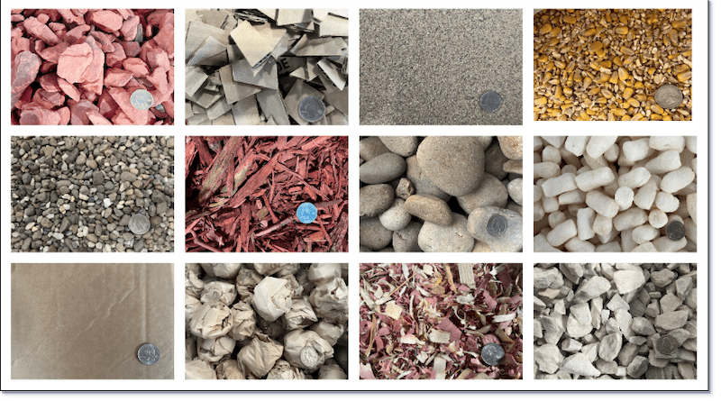 From these 12 materials and terrains made of a unique composition of one or more materials, a database of 6,700 was created.