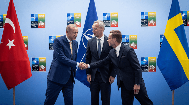 Turkey's President Recep Tayyip Erdogan with NATO Secretary General Jens Stoltenberg and Sweden's Prime Minister Ulf Kristersson. Photo Credit: NATO