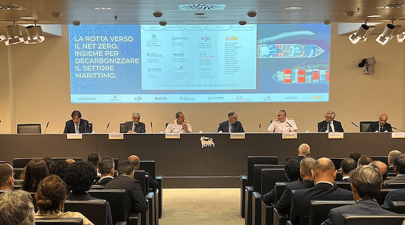 Eni presents a document titled “The route to net zero. Decarbonizing the maritime sector” in collaboration with Assarmatori and Confitarma as well as three of the largest companies in the maritime sector (Wärtsilä, WinGD and MAN Energy Solutions) and Unem, Federchimica/Assogasliquidi, Assocostieri and RINA. Photo Credit: Eni