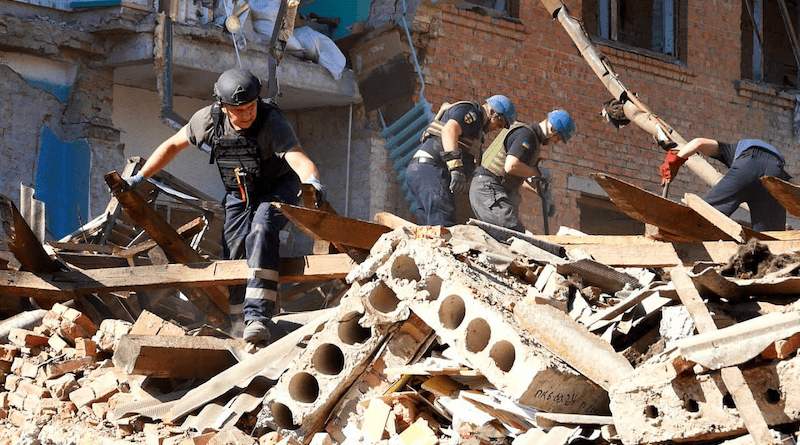 Aftermath of Russian bombing in Ukraine. Photo Credit: Ukraine State Emergency Press Service