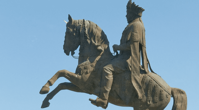 Details of equestrian statue of Emperor Menelik II, the victor of Adwa. The statue was erected by Emperor Haile Selassie and dedicated on the day before his coronation in 1930, in memory of his predecessor. Photo Credit: A. Davey, Wikipedia Commons