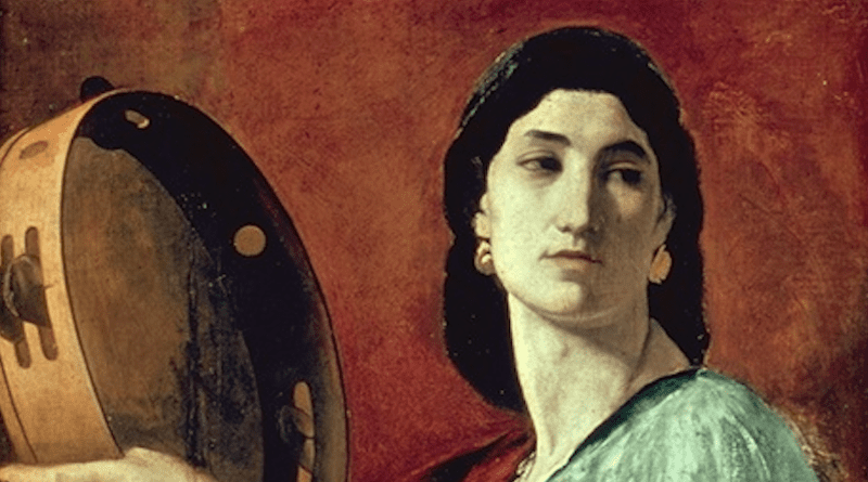 Detail of portrait of Anna Risi as Miriam by Anselm Feuerbach. Credit: Wikipedia Commons