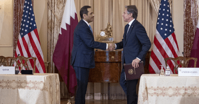 Secretary of State Antony J. Blinken and Qatari Deputy Prime Minister and Minister of Foreign Affairs Mohammed bin Abdulrahman Al-Thani. Photo Credit: State Department photo by Freddie Everett/ Public Domain