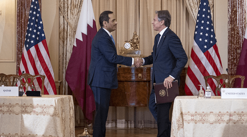 Secretary of State Antony J. Blinken and Qatari Deputy Prime Minister and Minister of Foreign Affairs Mohammed bin Abdulrahman Al-Thani. Photo Credit: State Department photo by Freddie Everett/ Public Domain