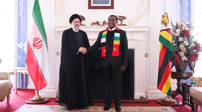 Iran's President Ebrahim Raisi with Zimbabwe's President Emmerson Dambudzo Mnangagwa. Photo Credit: Tasnim News Agency