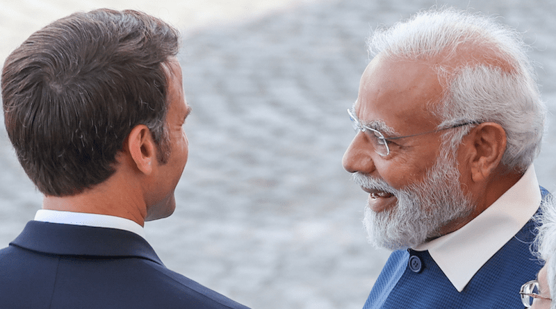 France's President Emmanuel Macron with India's Prime Minister Narendra Modi. Photo Credit: India PM Office