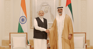 India's PM Narendra Modi with the Crown Prince of Abu Dhabi, Sheikh Khaled bin Mohamed bin Zayed Al Nahyan, in Abu Dhabi, UAE. Photo Credit: India PM Office