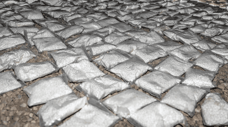 Bags of Captagon seized in Syria before being destroyed. Photo Credit: Staff Sgt. Christopher Brown, US Army, Wikipedia Commons