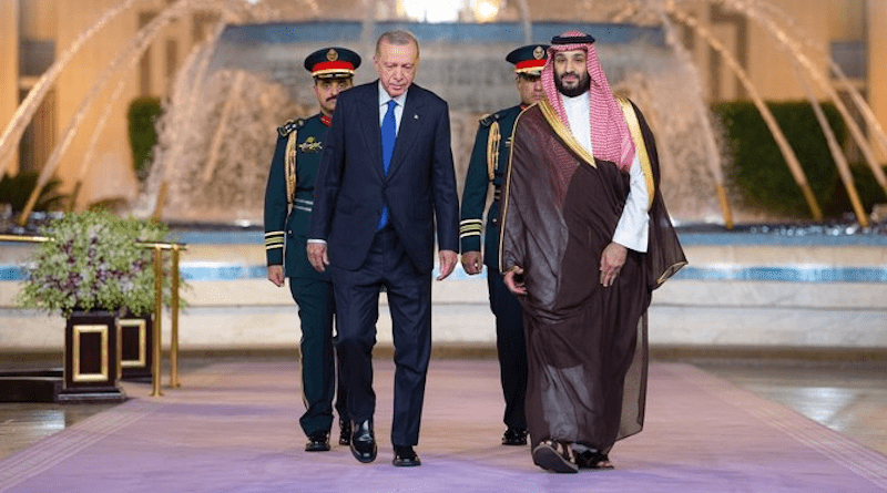 Turkey's President Recep Tayyip Erdogan received by Saudi Crown Prince Mohammed bin Salman in Jeddah. (SPA)