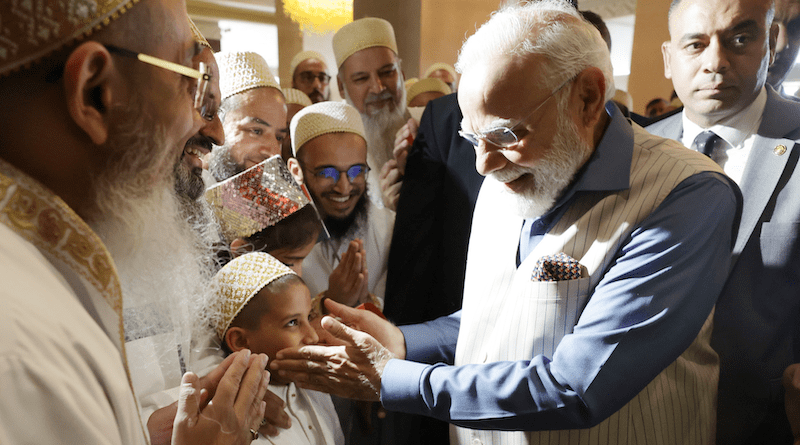 PM Narendra Modi receives welcome by members of the Indian community at Cairo, in Egypt. Photo Credit: India PM Office