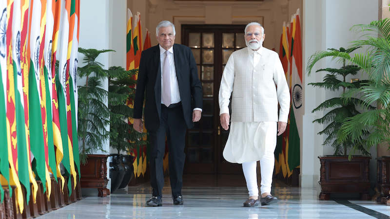 India's PM Narendra Modi in a bilateral meeting with the President of Sri Lanka, Shri Ranil Wickremesinghe, in New Delhi. Photo Credit: India PM Office