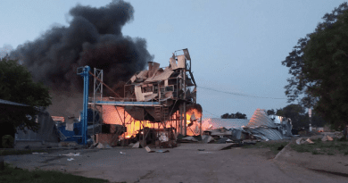 Aftermath of Russian rocket attack on agricultural sector in Odesa. Photo Credit: Ukraine Defense Ministry