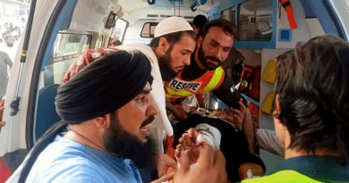 A patient being treated after a suicide bomber detonated explosives at a political rally of the conservative Jamiat Ulema-e-Islam (JUI-F) party in Bajaur district, Pakistan. Photo Credit: Tasnim News Agency
