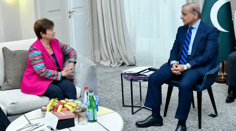 IMF Managing Director Kristalina Georgieva with Pakistan's Prime Minister Shehbaz Sharif. Photo Credit: Pakistan Prime Minister's Office