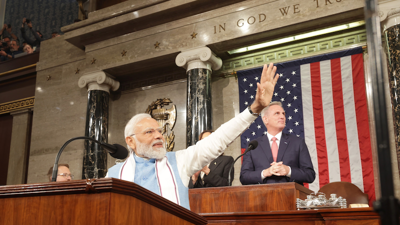 India's PM Narendra Modi addressing the Joint Session of US Congress, in Washington DC on June 22, 2023. Photo Credit: India PM Office