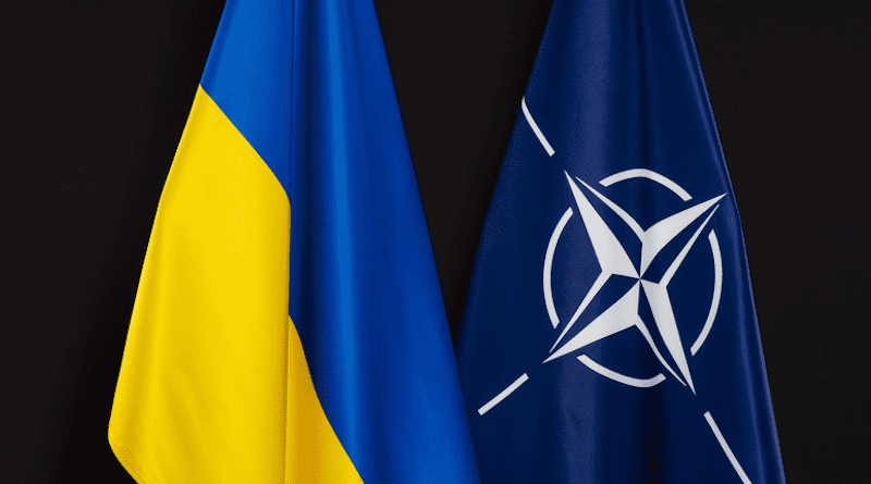 Flags of Ukraine and NATO. Photo Credit: NATO