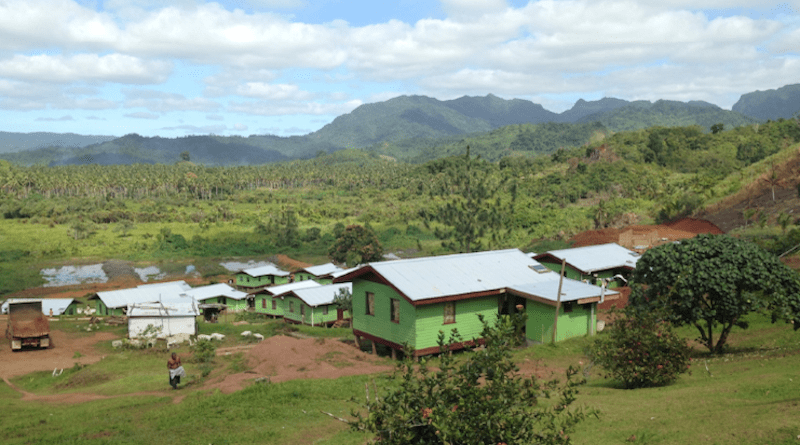 Homes in Vunidogoloa, Fiji, a community relocated to avoid the effects of a rising sea. CREDIT: Nansen Initiative