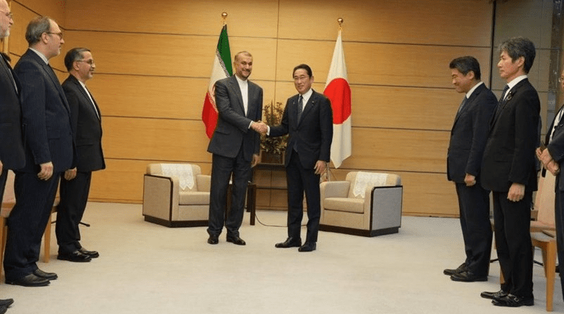 Iran's Foreign Minister Hossein Amirabdollahian with Japan's Prime Minister Fumio Kishida. Photo Credit: Tasnim News Agency