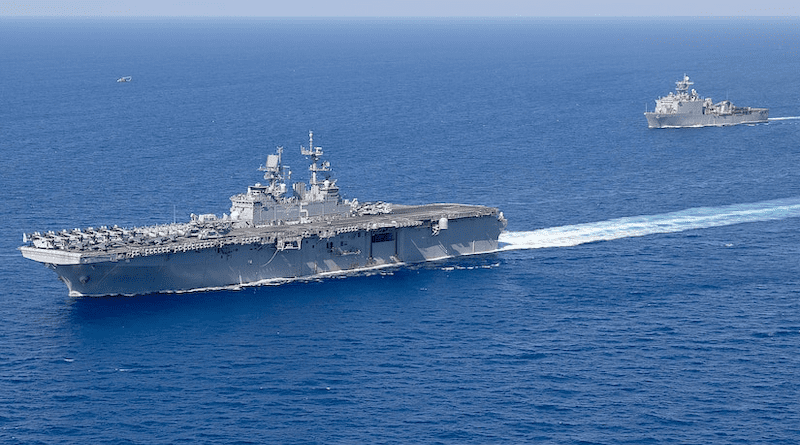 The USS Bataan and the USS Carter Hall. Photo Credit: Navy Petty Officer 3rd Class Alisha Gleason