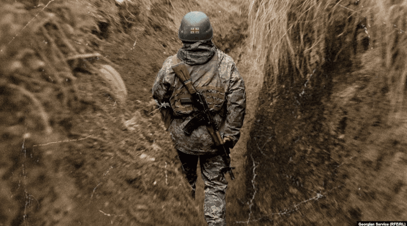 A Georgian fighter in Ukraine. Photo Credit: RFE/RL