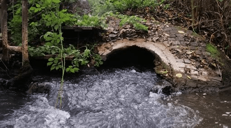 Treated wastewater is discharged into a nearby stream. In this way, numerous trace substances enter our waters. CREDIT: Jonas Jourdan